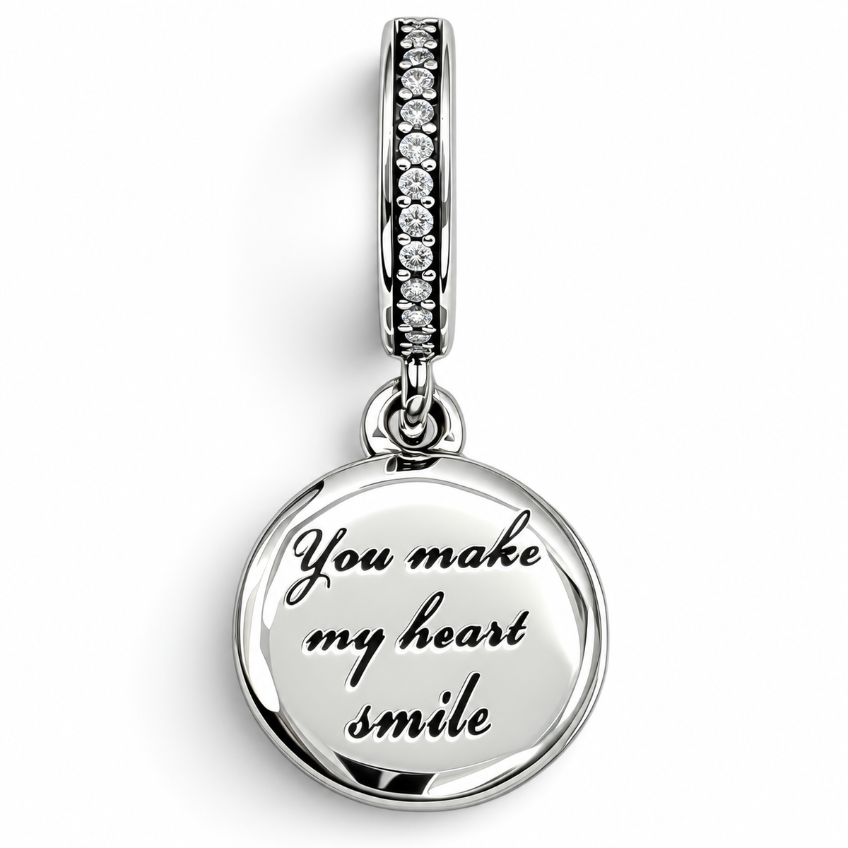 Charm Rosa Corazon Plata Ley 925
