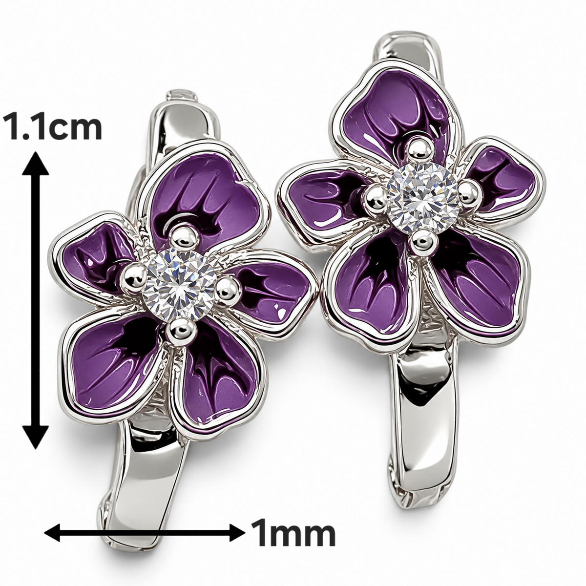 Hugguie Flor Morada Plata Ley 925