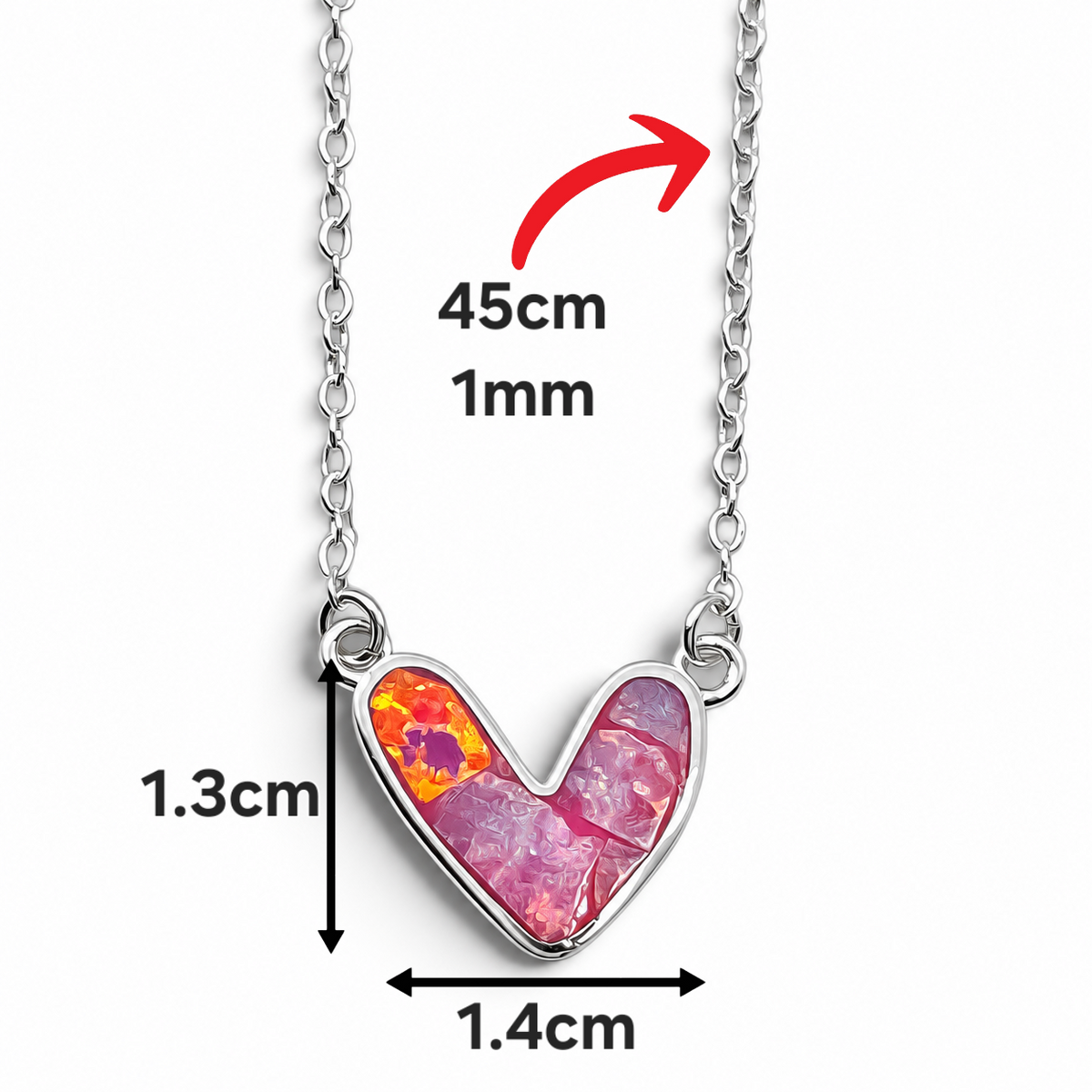 Collar Corazon Opalo Rosa Plata Ley 925