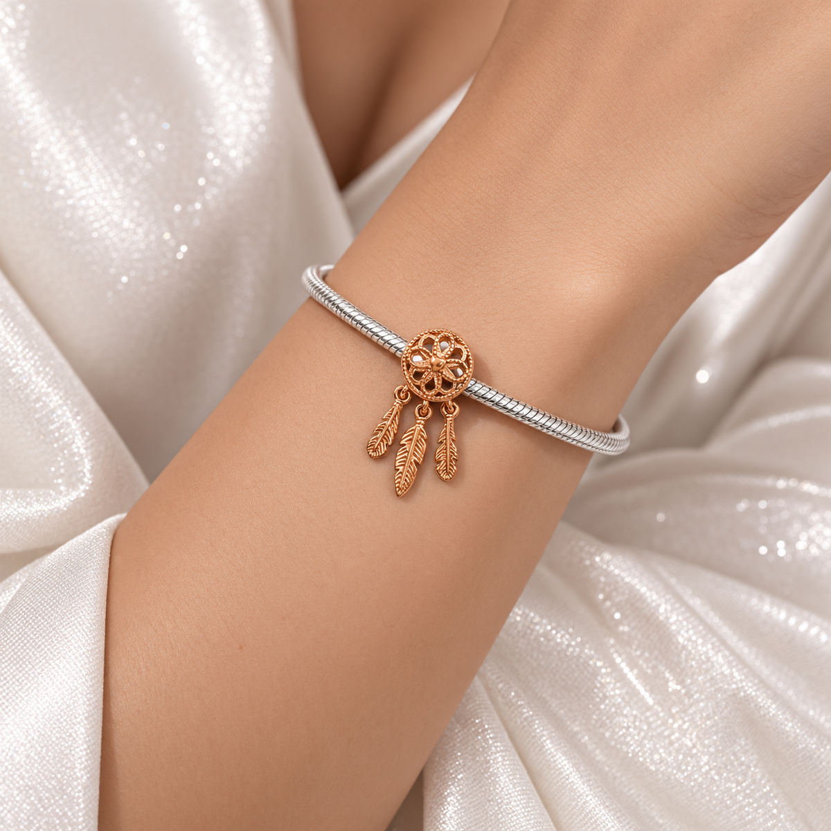 Charm Atrapa Sueños Rosa Plata Ley 925