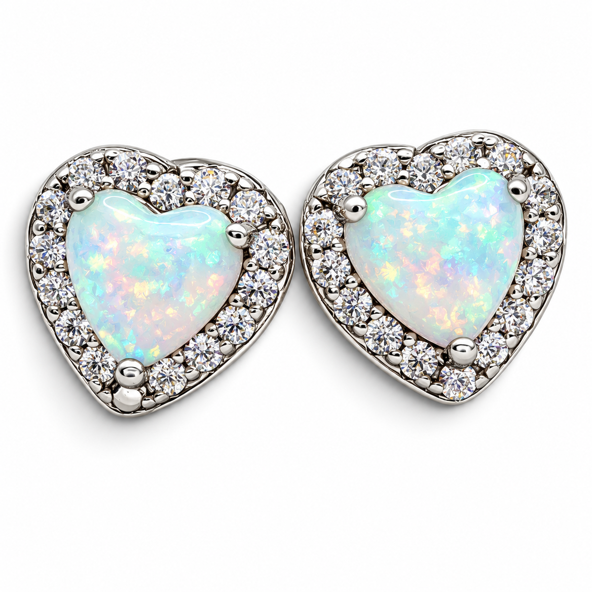 Arete Corazon Opalito Plata Ley 925