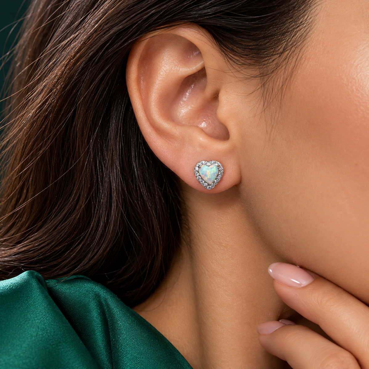 Arete Corazon Opalito Plata Ley 925