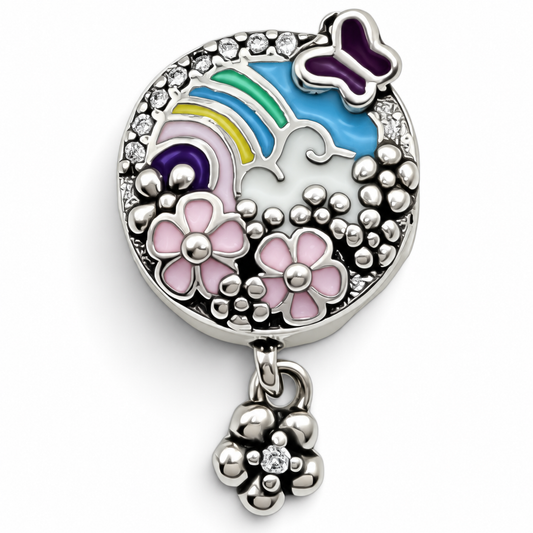 Charm Arcoiris Flores Plata Ley 925