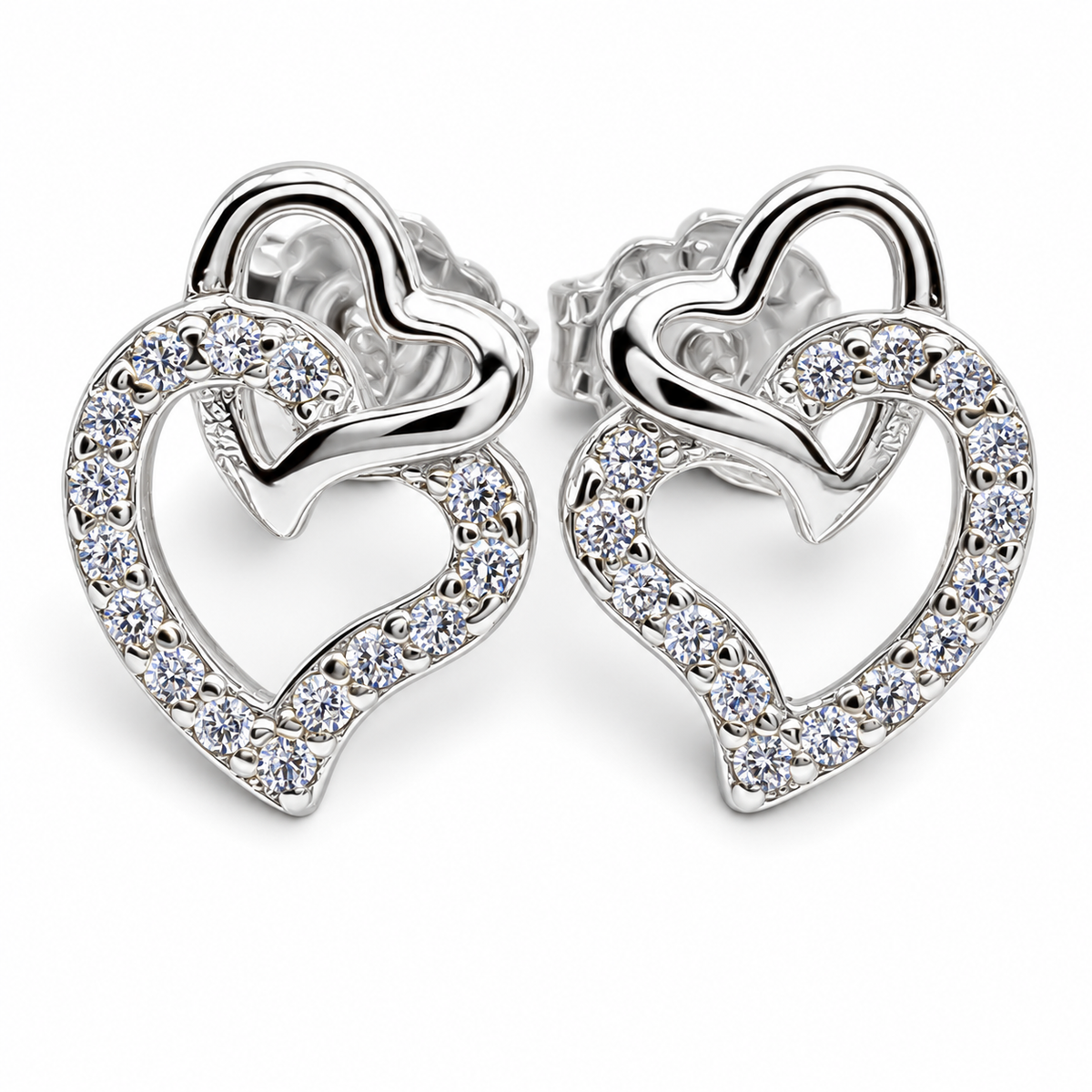 Arete Corazones Plata Ley 925