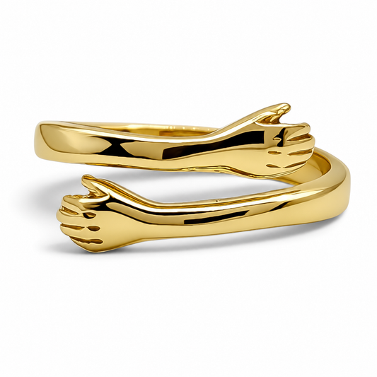 Anillo Abrazo Dorado Plata Ley 925