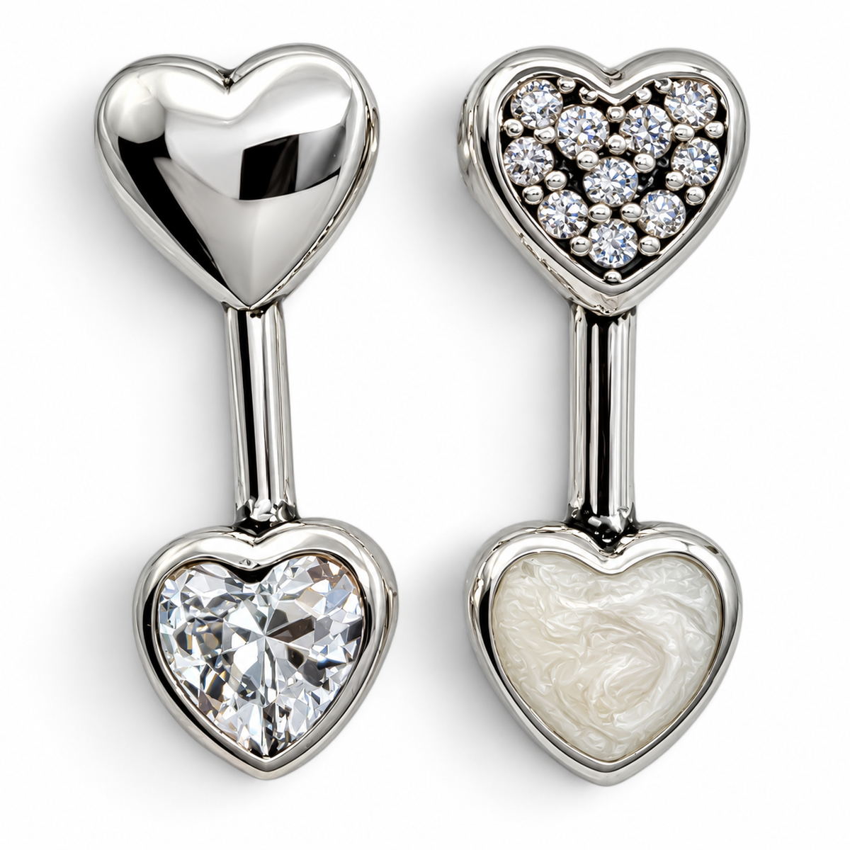 Arete Corazones Largo Pan Plata Ley 925