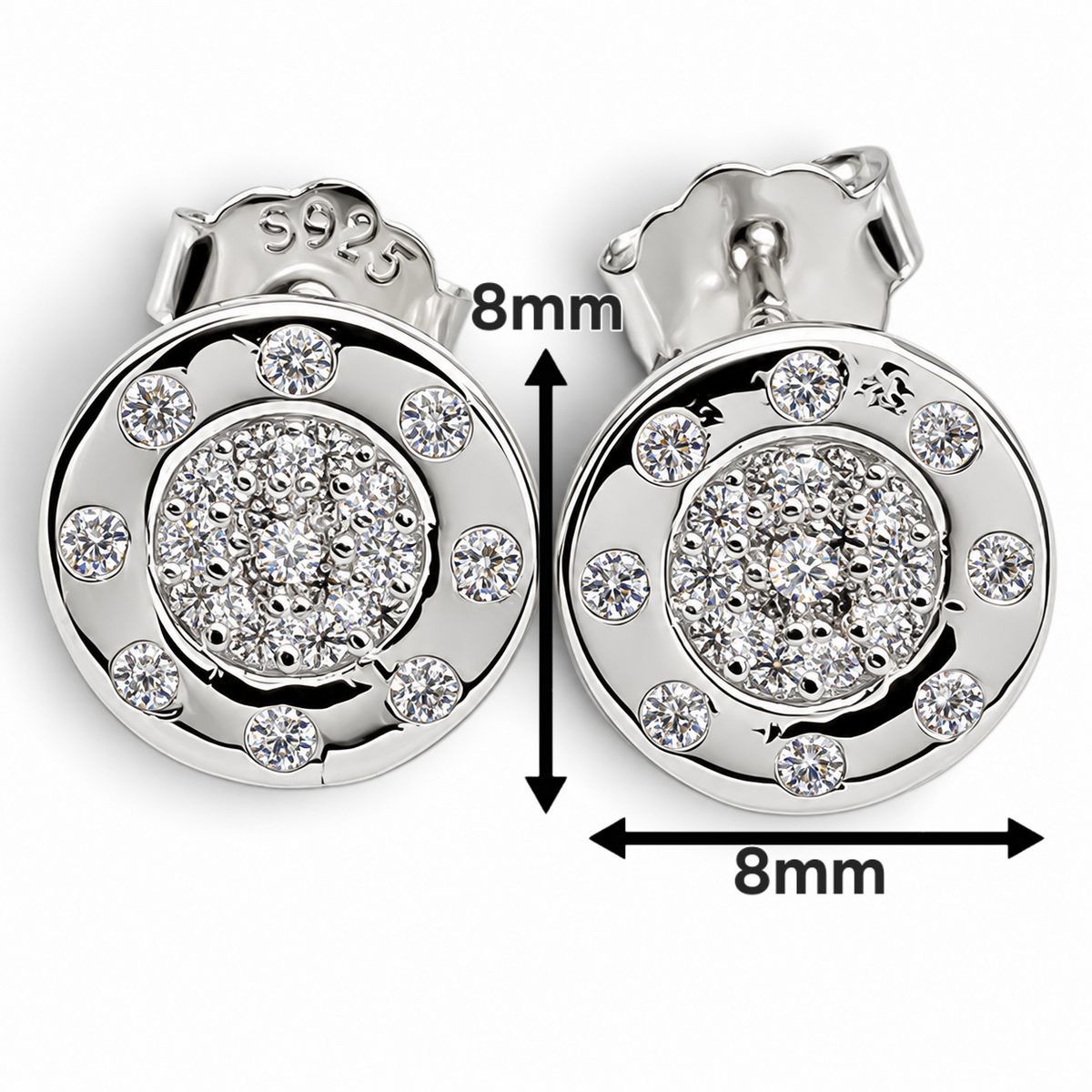 Arete Redondo Zirconia Plata Ley 925