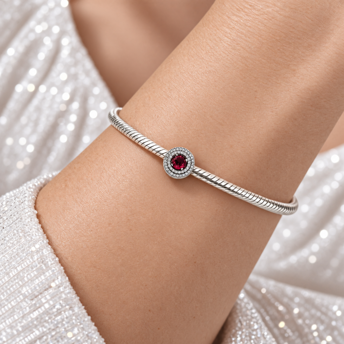 Charm Zirconia Roja Plata Ley 925