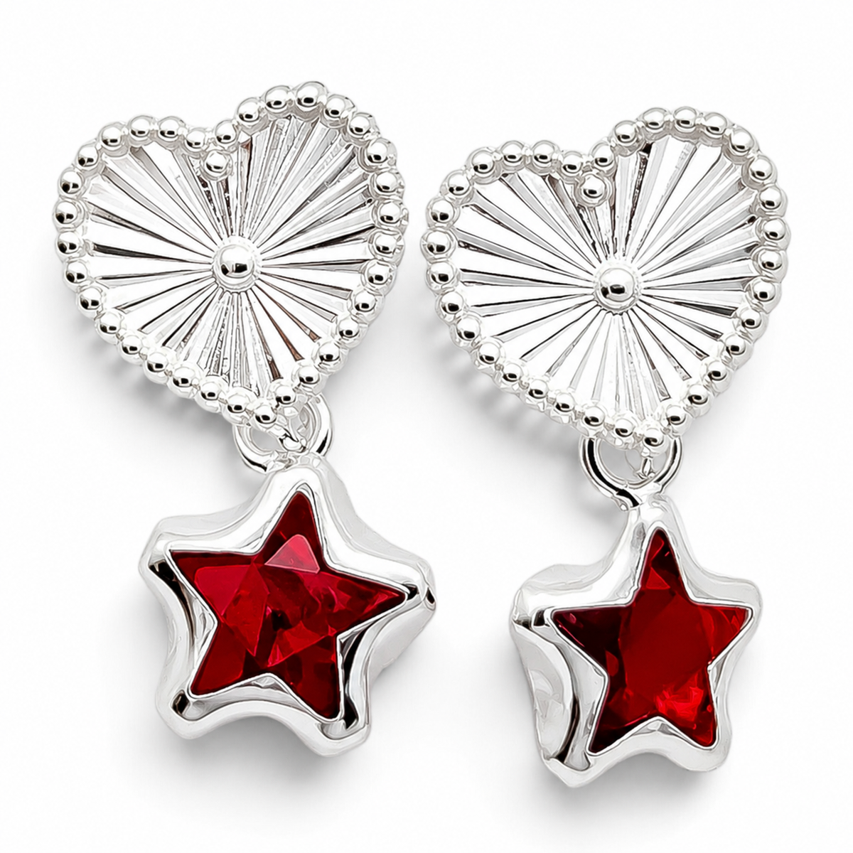 Arete Corazon Estrella Rojo