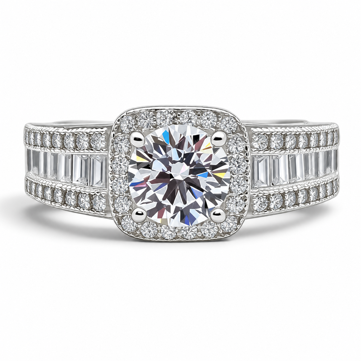 Anillo Cuadro Blanco Plata Ley 925