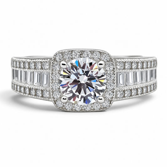 Anillo Cuadro Blanco Plata Ley 925