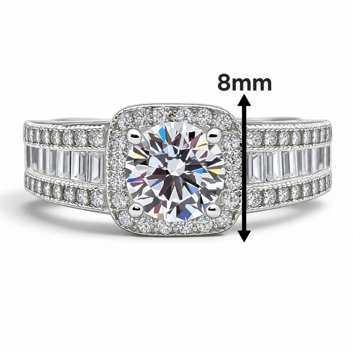 Anillo Cuadro Blanco Plata Ley 925