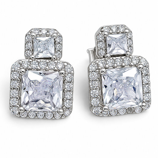 Arete Cuadro Grande Plata Ley 925