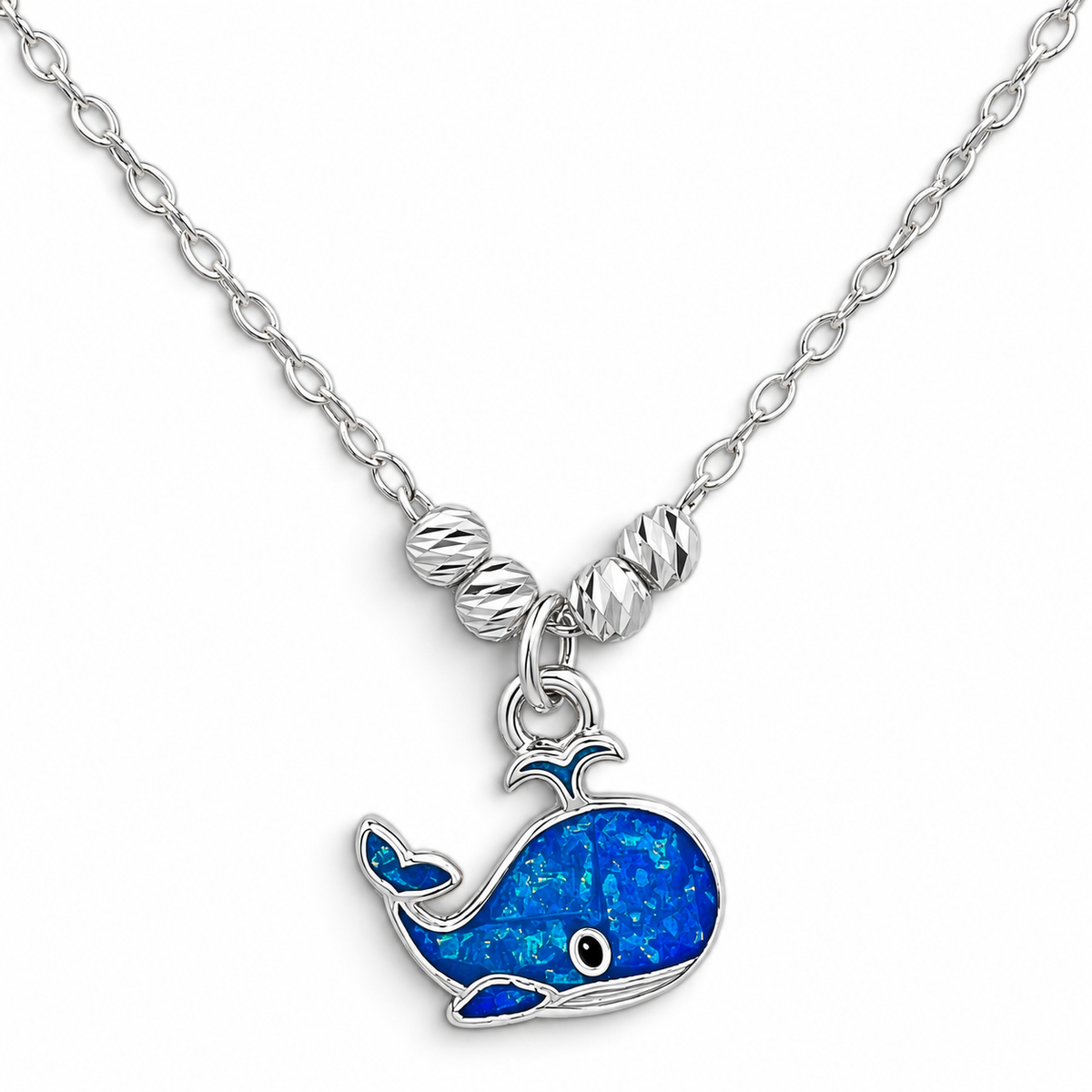 Collar Ballena Azul Plata Ley 925