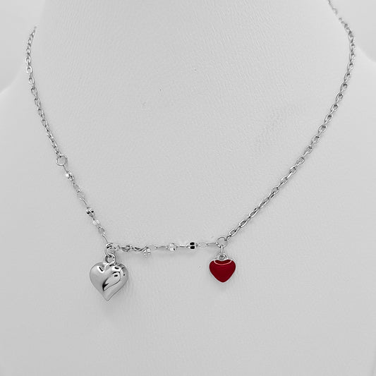 Collar Corazon Liso Rojo