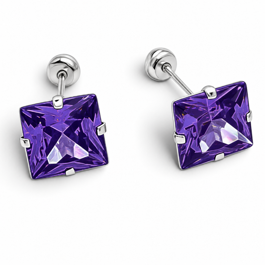 Broquel Cuadro #7 Morado Plata Ley 925