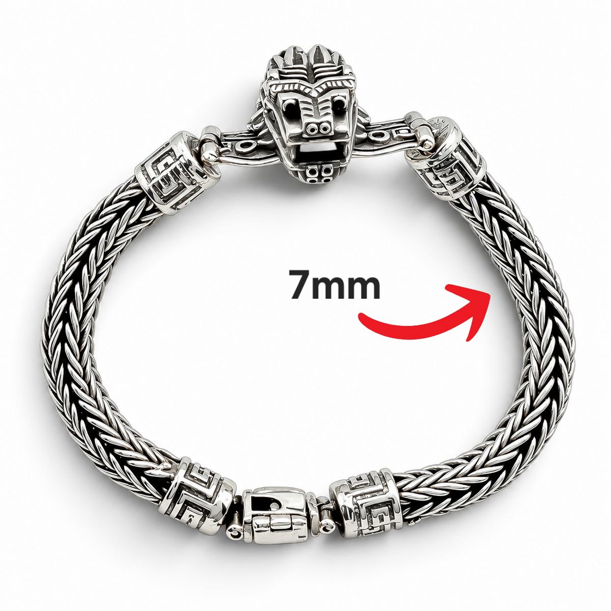 Pulso Quetzatcoatl 7mm Plata Ley 925