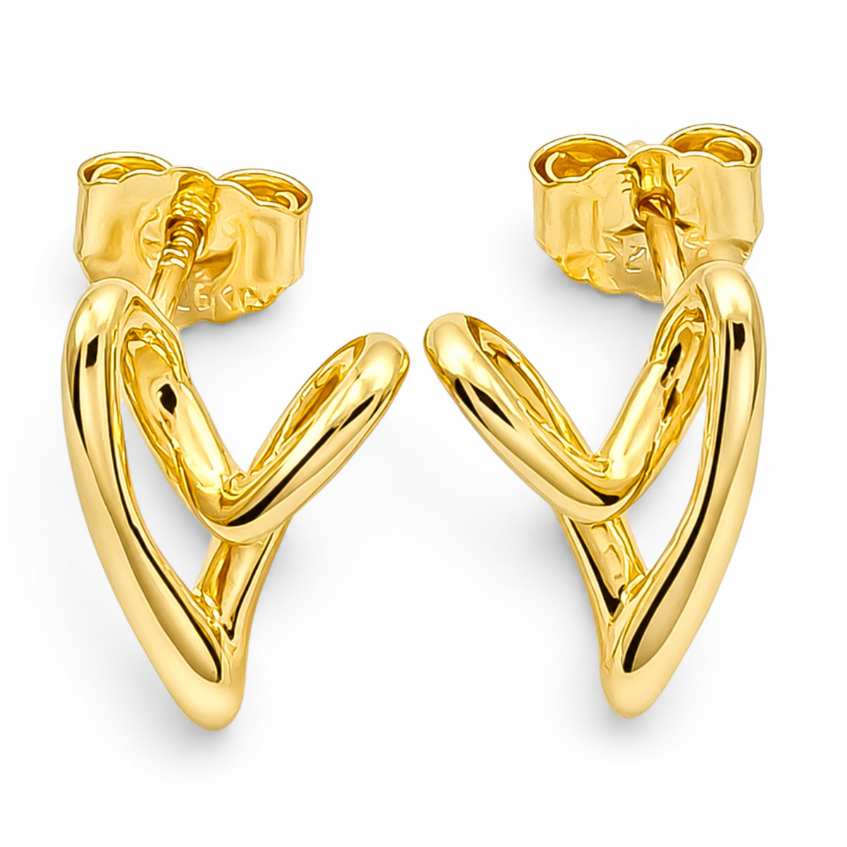 Arete Dorado Corazon Pan Plata Ley 925