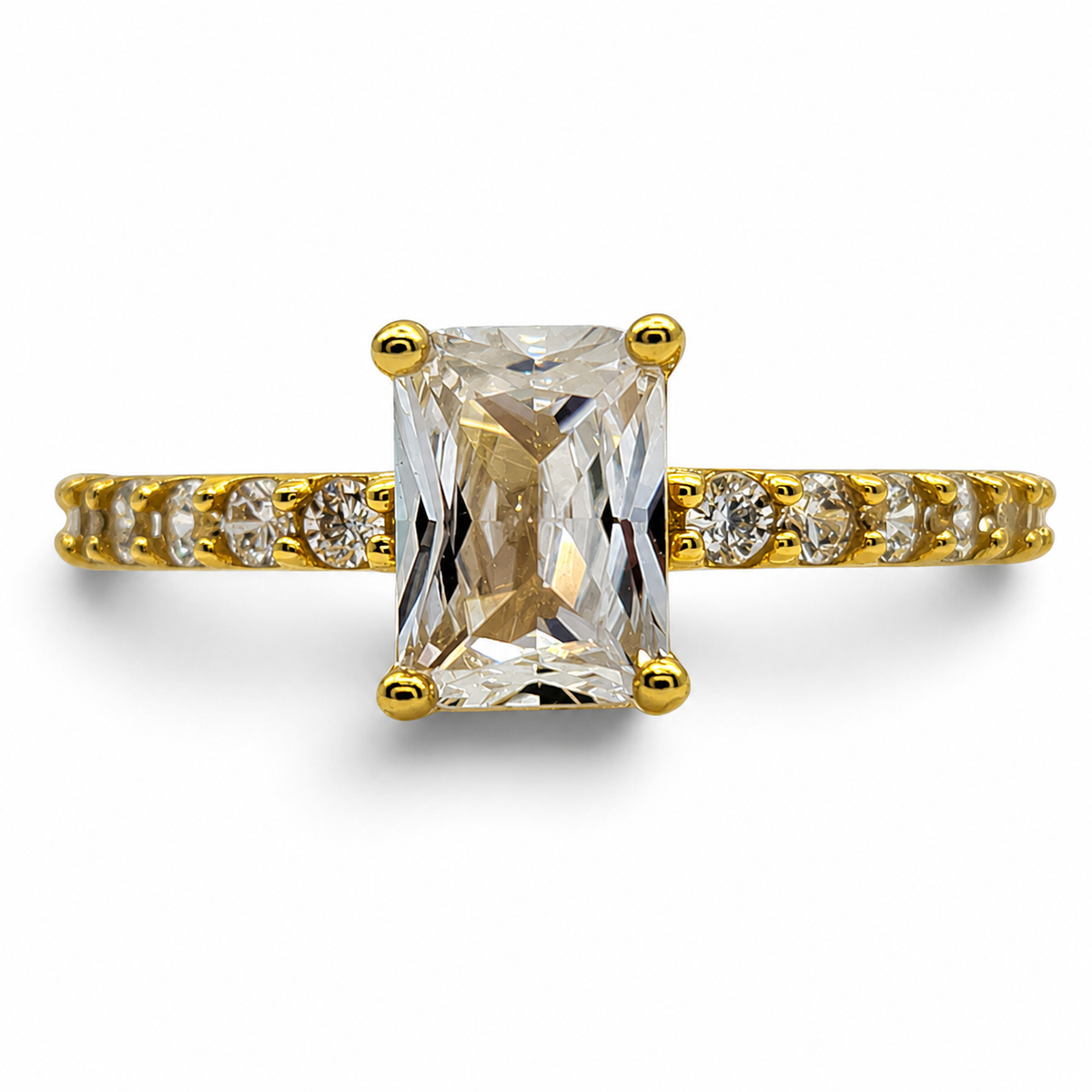 Anillo Dorado Zirconia Plata Ley 925