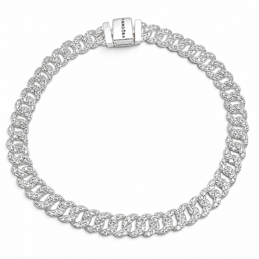 Pulso Cubano Zirconia 5mm Pan Plata Ley 925