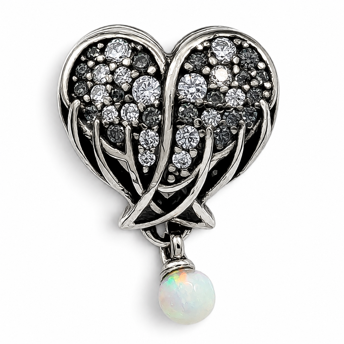 Charm Alas Corazon Plata Ley 925