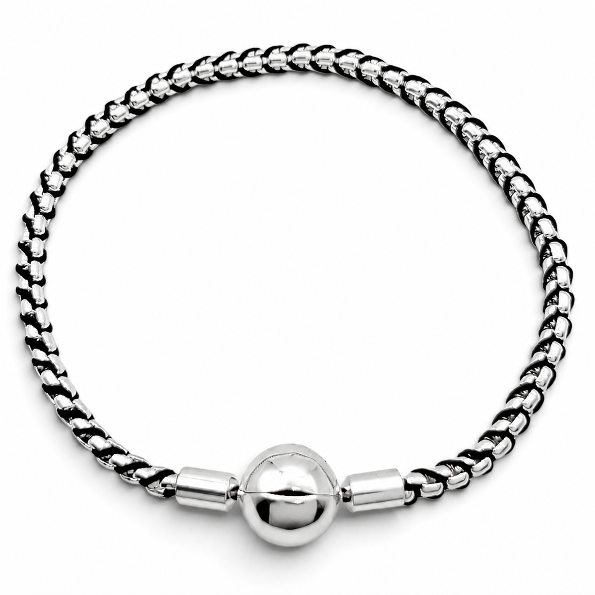Pulsera Negra Pan Plata Ley 925