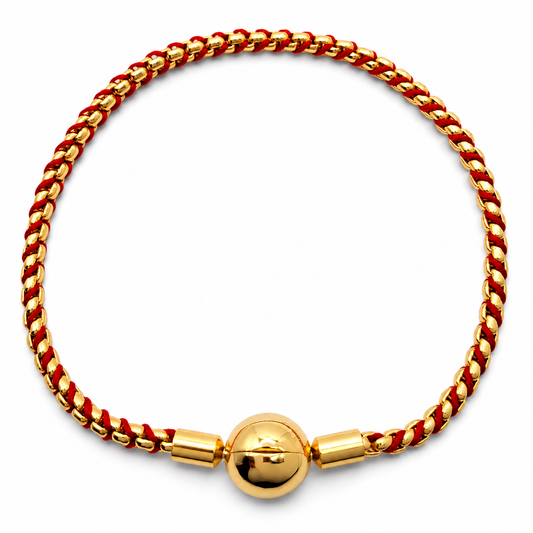 Pulsera Dorada Roja 3mm Pan Plata Ley 925