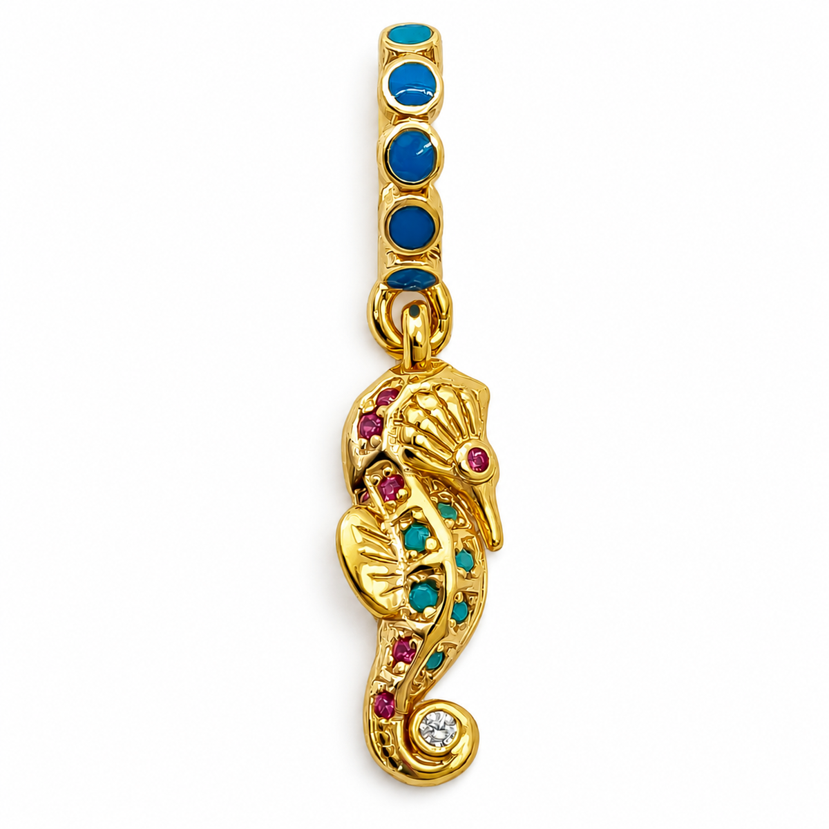 Charm Caballito Mar Dorado Plata Ley 925