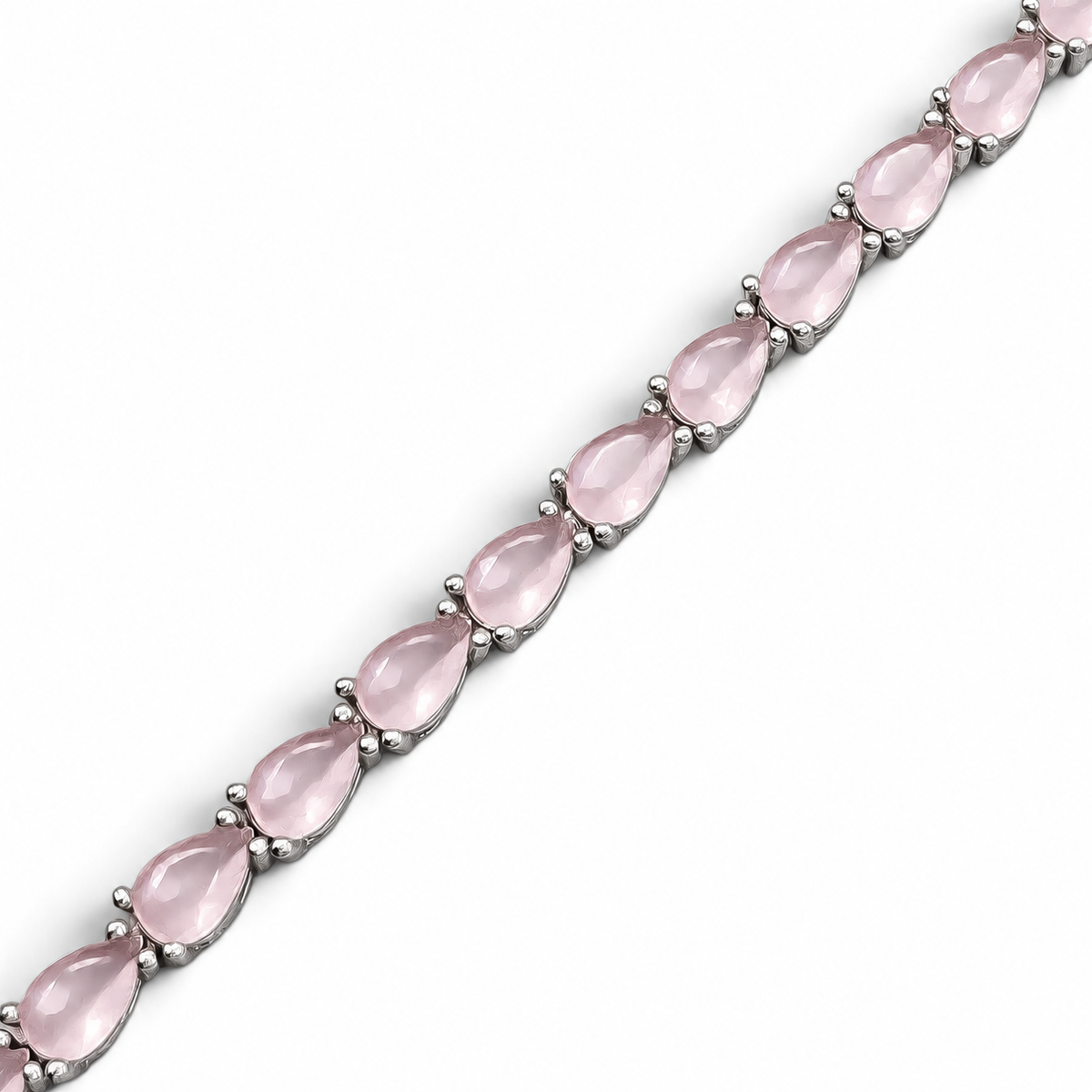 Pulsera Gotita Cuarzo Rosa Plata Ley 925