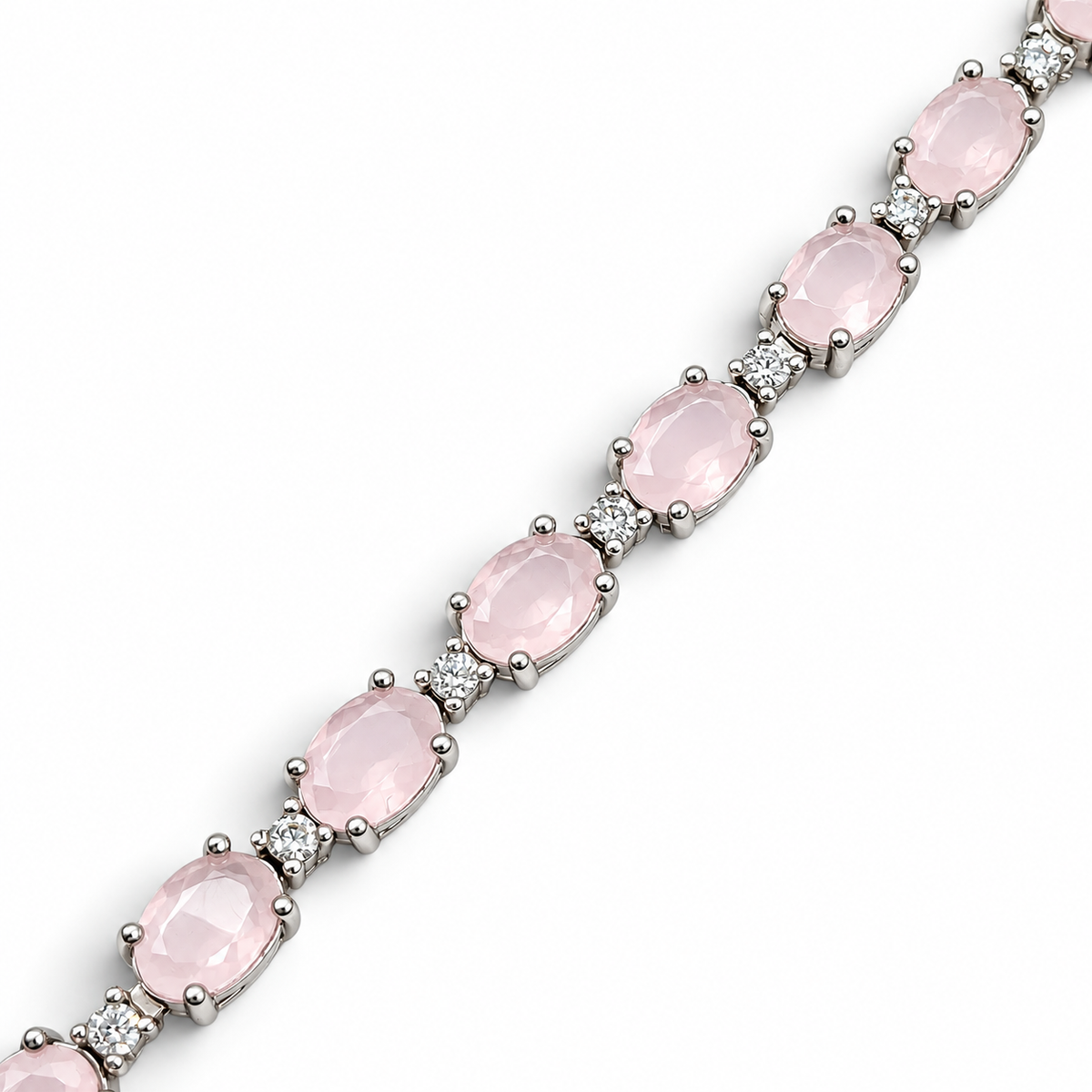 Pulsera Cuarzo Rosa Zirconia Plata Ley 925