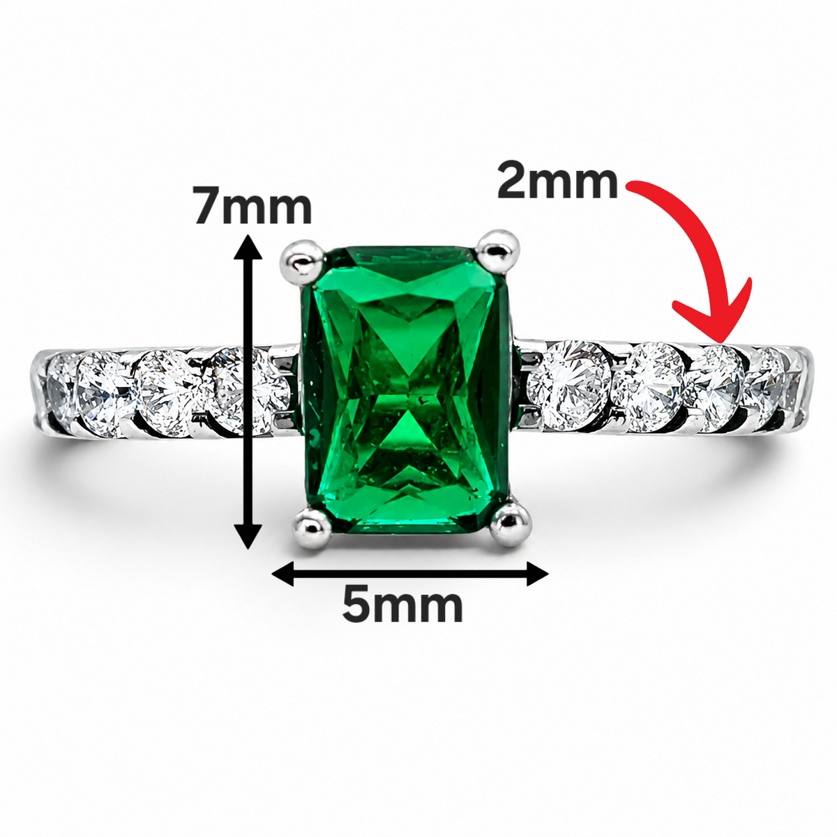 Anillo Verde Pan Plata Ley 925