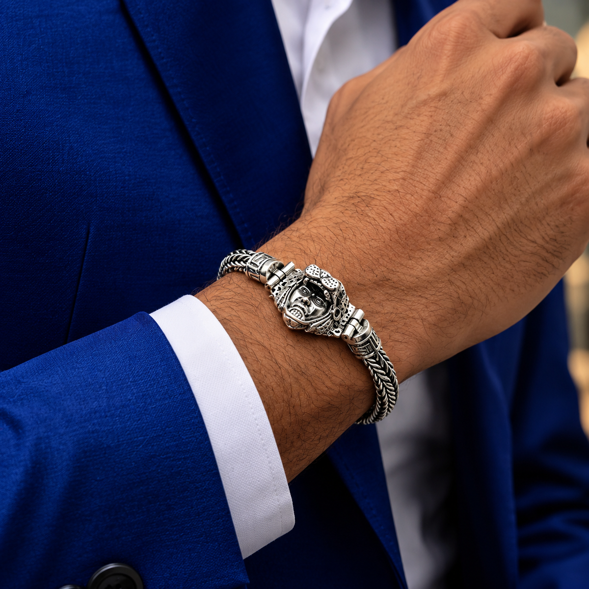 Pulso Azteca Jaguar 7mm Plata Ley 925