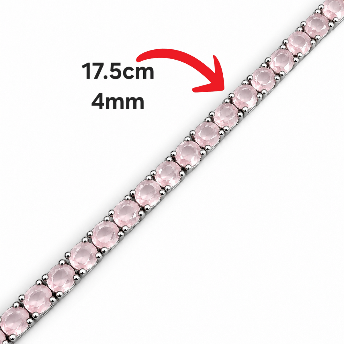 Pulsera Redonda Cuarzo Rosa Plata Ley 925