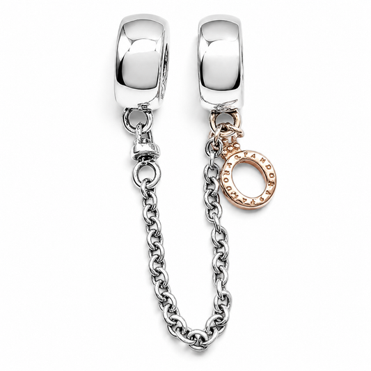 Charm Broche de Seguridad Cadena Plata Ley 925