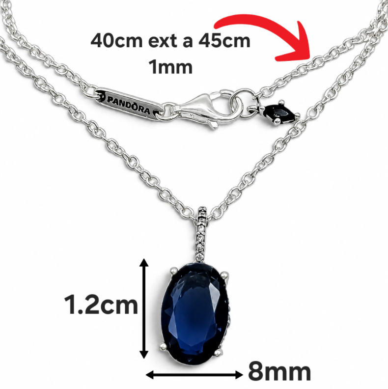 Collar Piedra Azul Pan Plata Ley 925