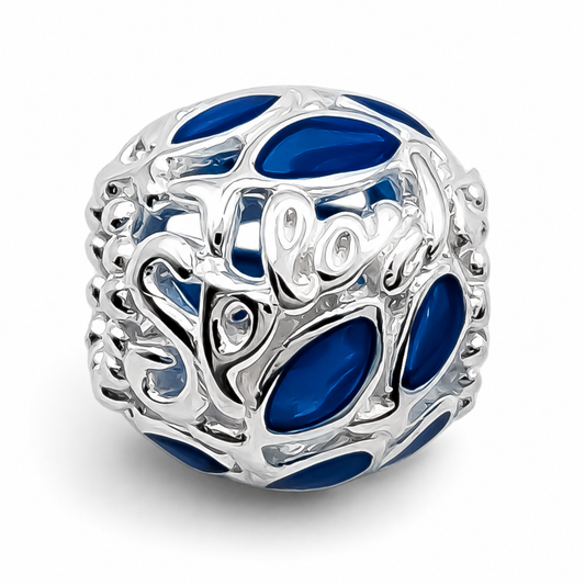 Charm Bola Azul Plata Ley 925