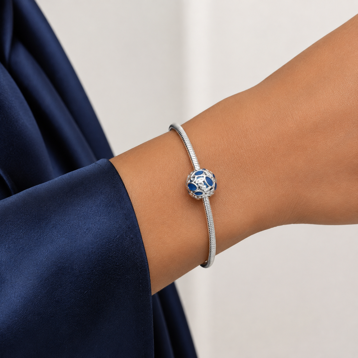 Charm Bola Azul Plata Ley 925