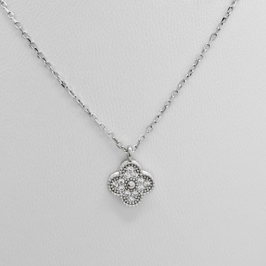 Collar Flor Zirconia Blanca