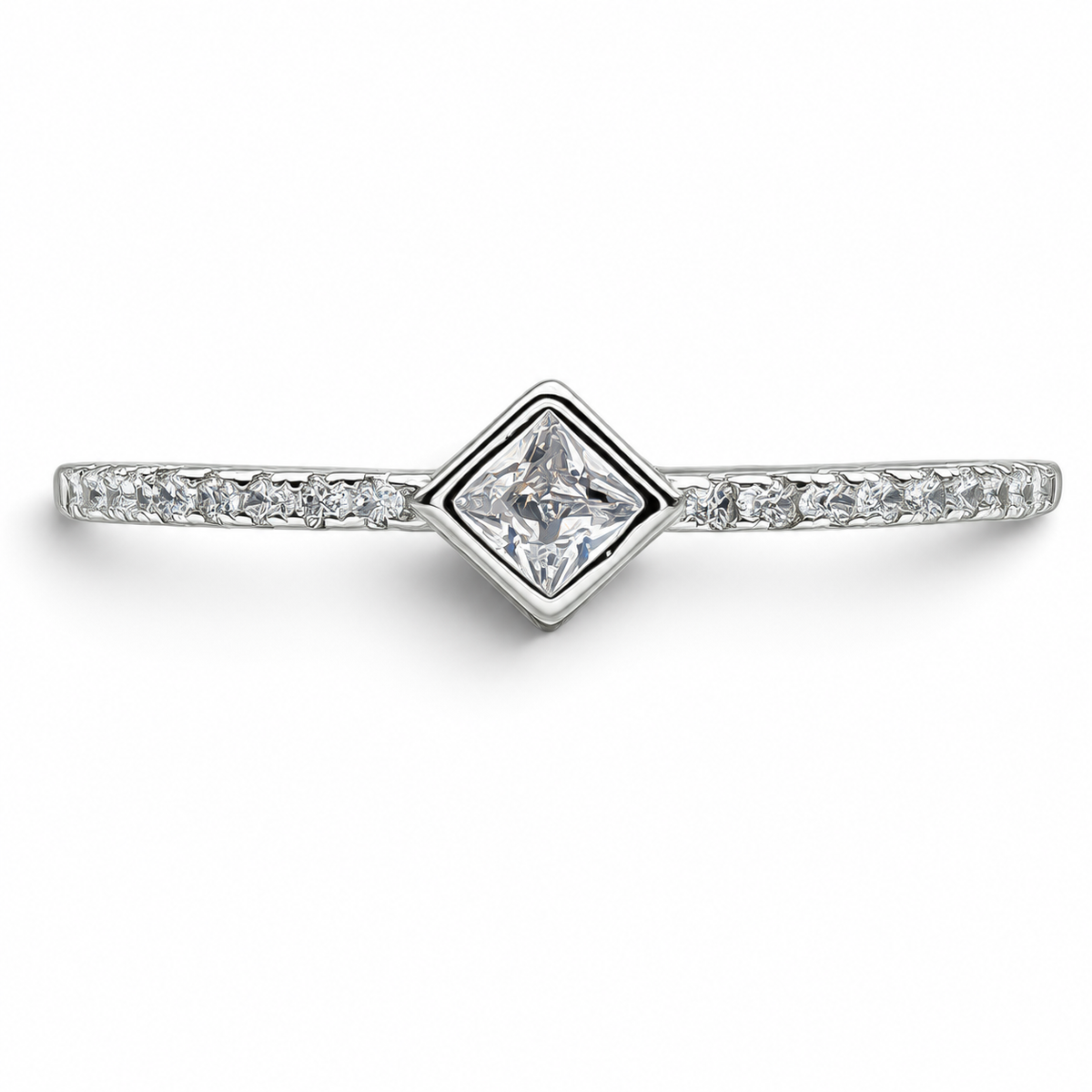 Anillo Zirconia Blanco Plata Ley 925