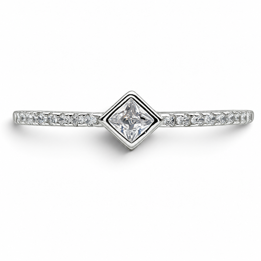 Anillo Zirconia Blanco Plata Ley 925