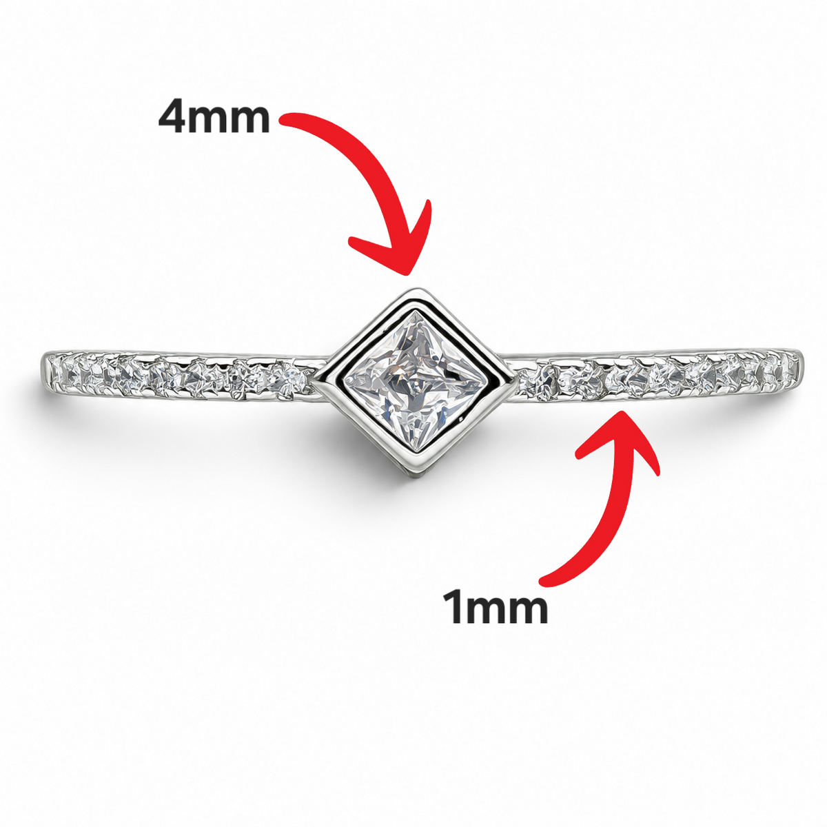 Anillo Zirconia Blanco Plata Ley 925