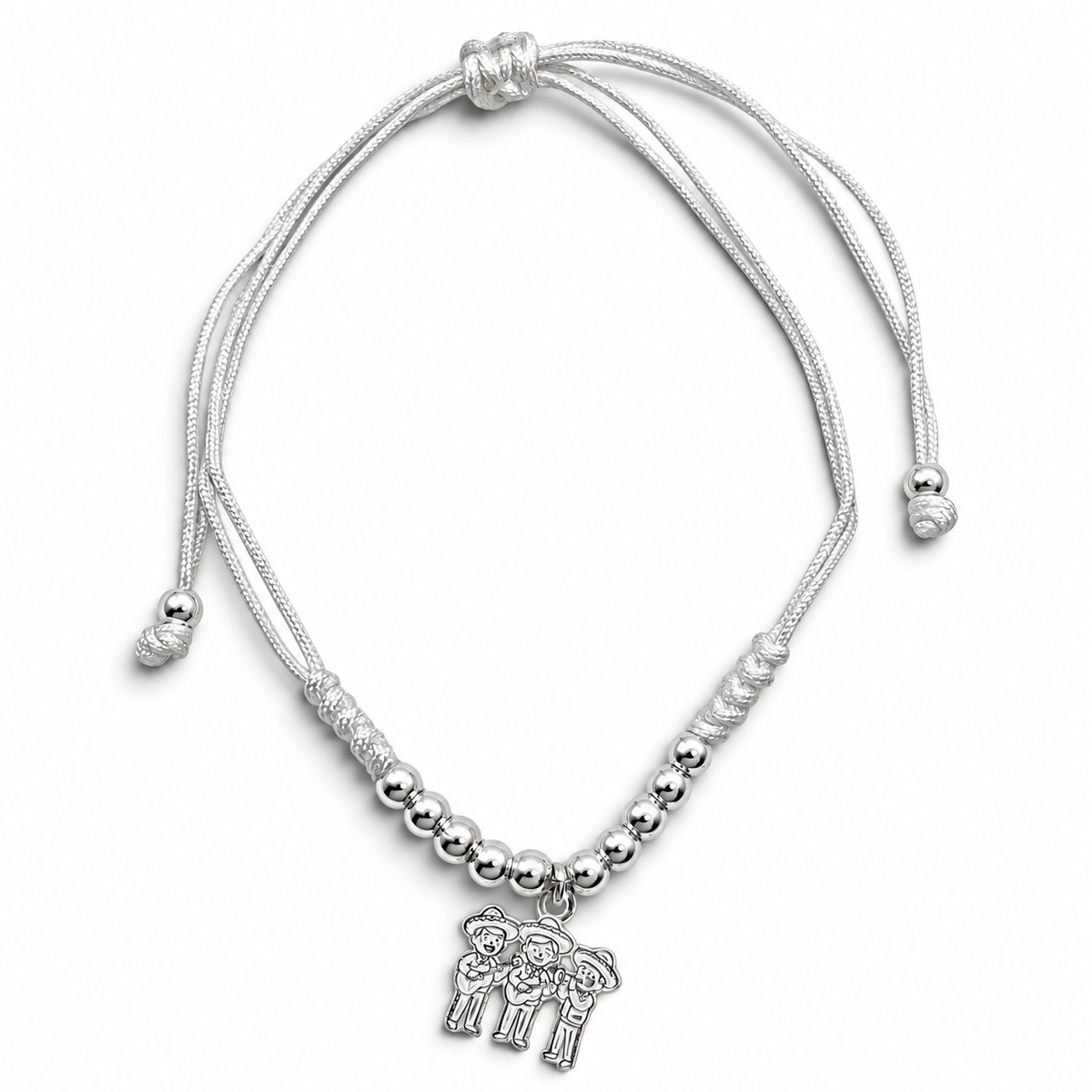 Pulsera Blanca Mariachis Plata Ley 925