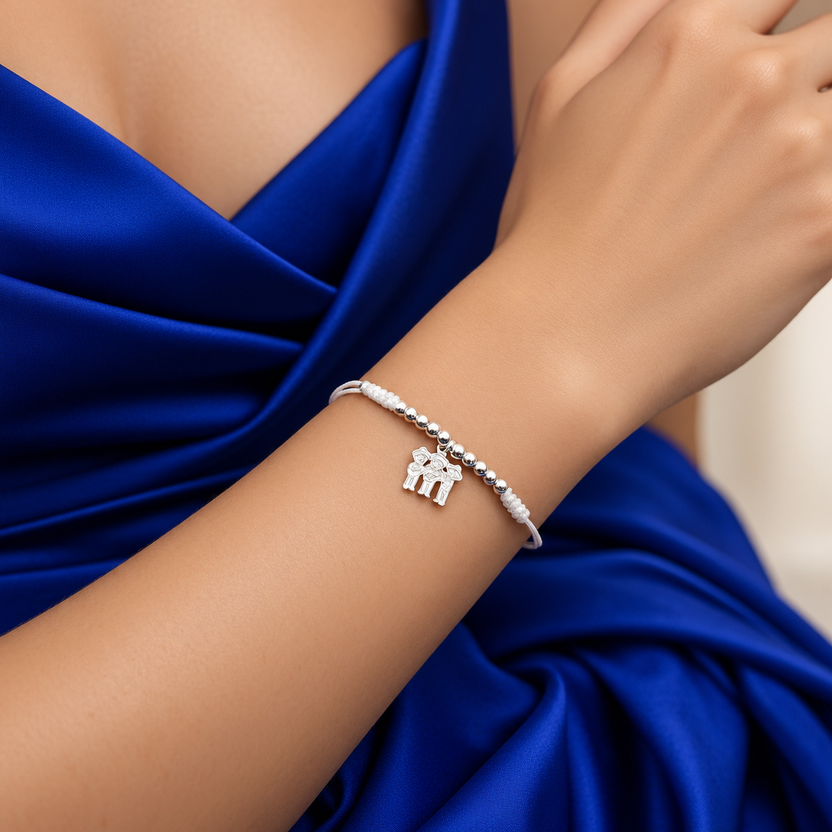 Pulsera Blanca Mariachis Plata Ley 925