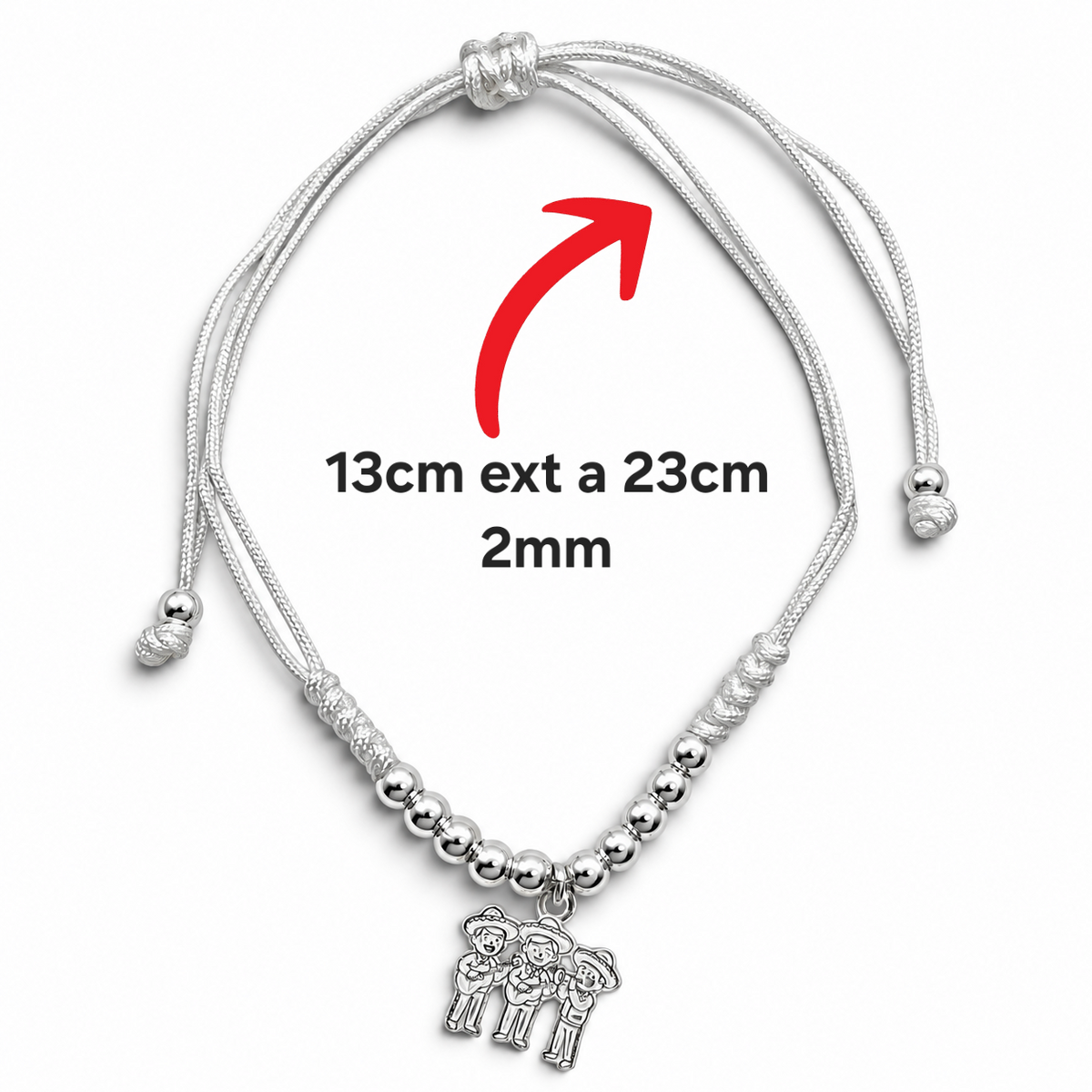 Pulsera Blanca Mariachis Plata Ley 925