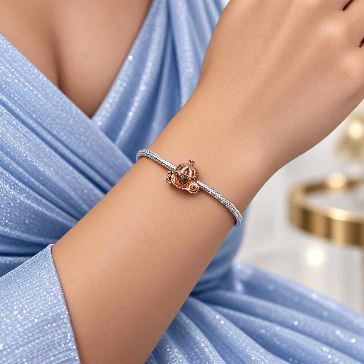 Charm Carroza Rosa Plata Ley 925