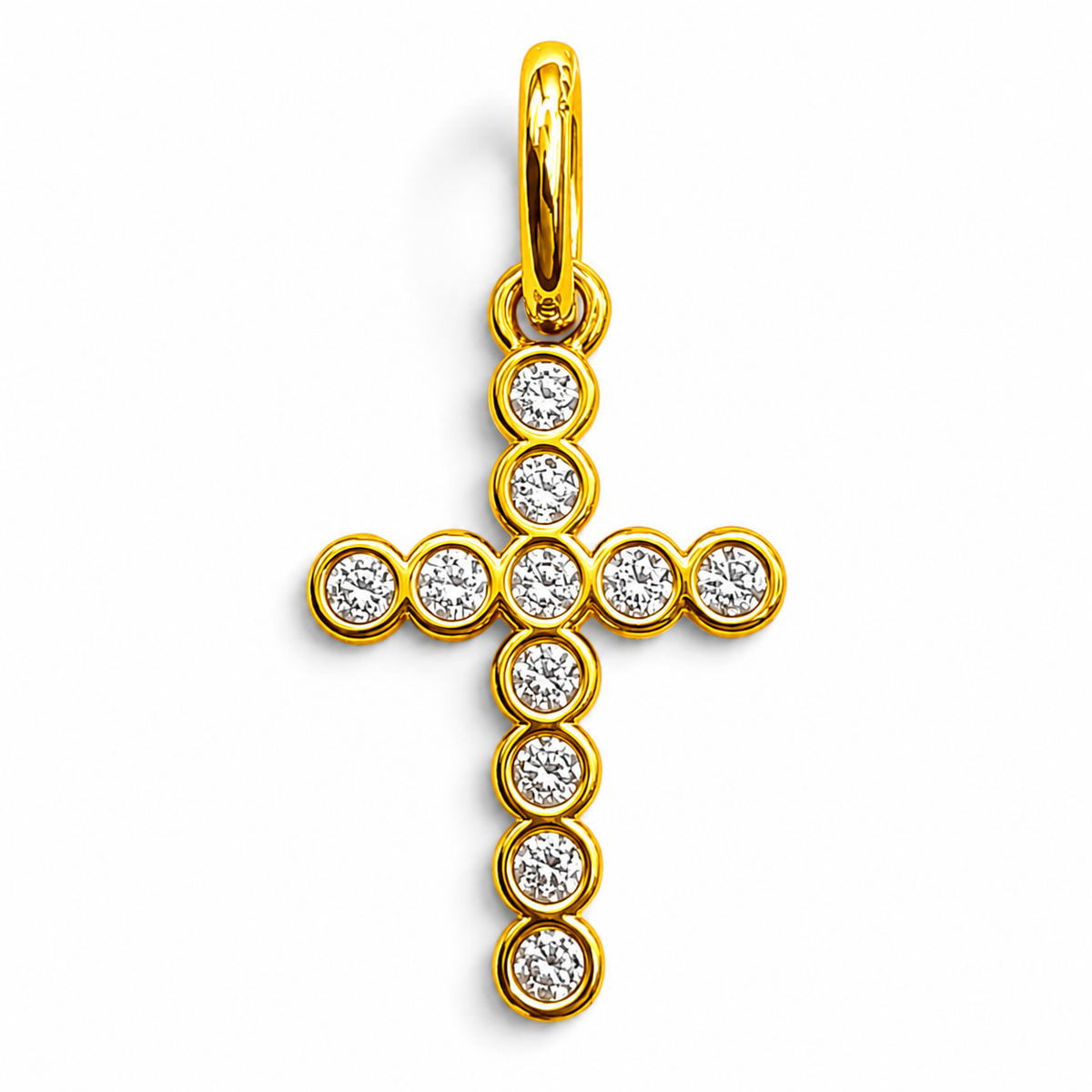 Charm Cruz Dorada Plata Ley 925