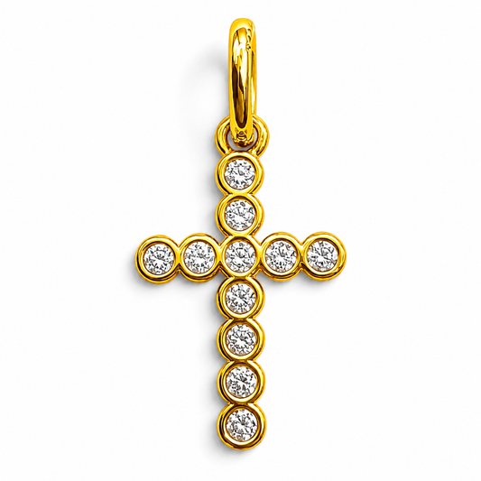 Charm Cruz Dorada Plata Ley 925