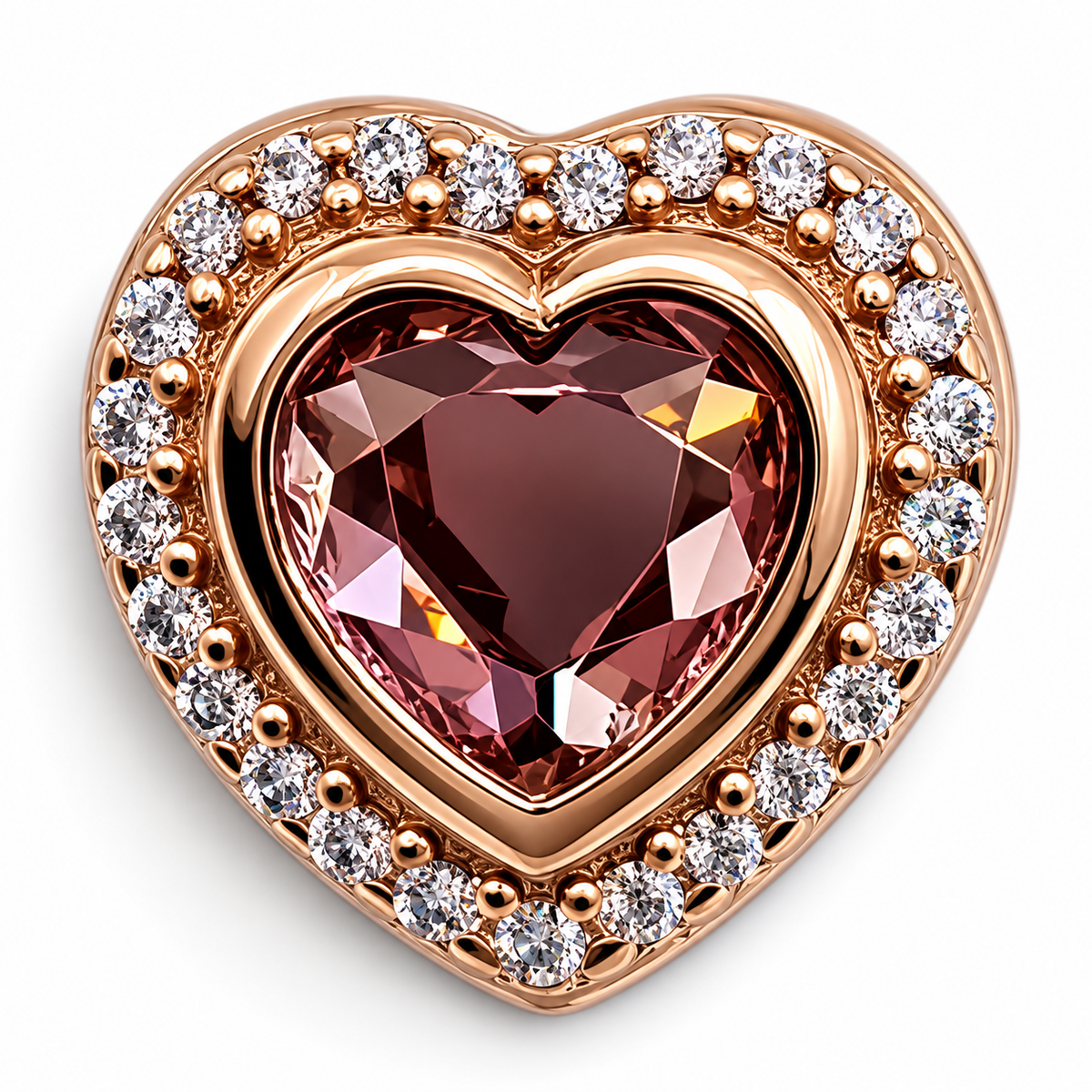 Charm Corazon Rosa Plata Ley 925