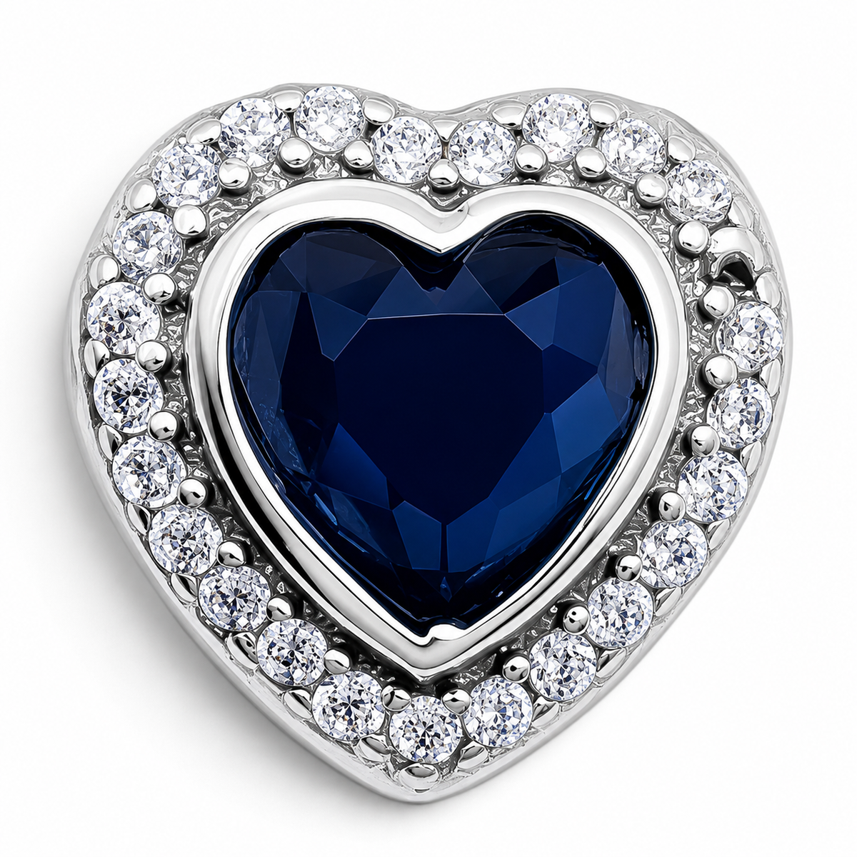 Charm Corazon Azul Plata Ley 925