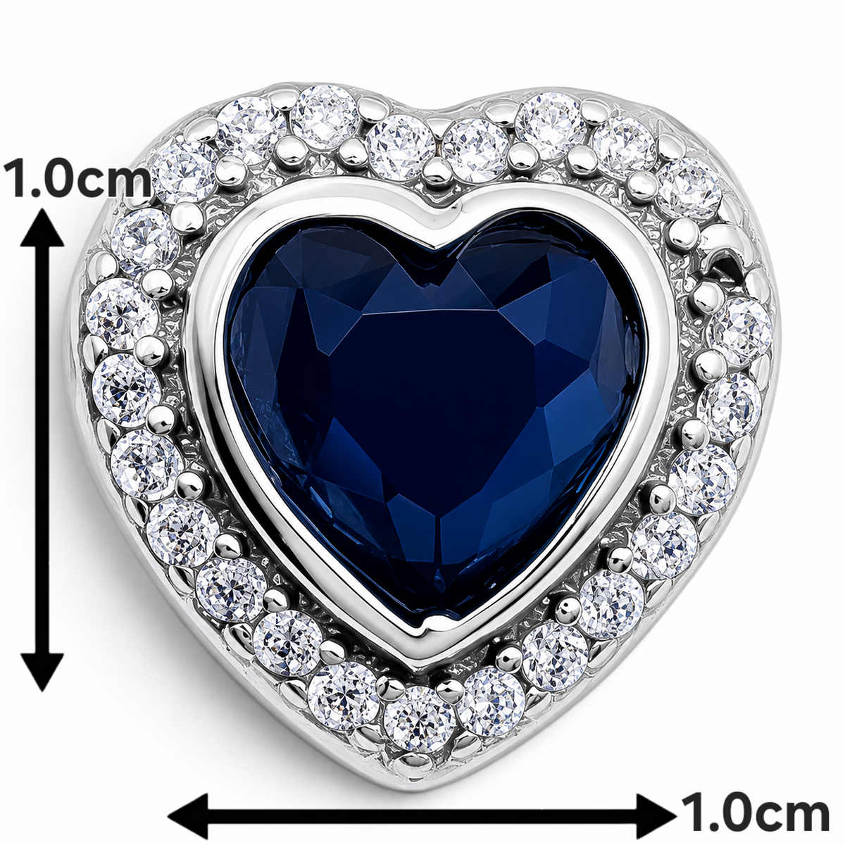 Charm Corazon Azul Plata Ley 925